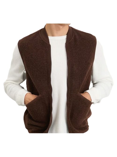 zip waistcoat Gilet lana cacao Universal Works. | 00015CACAO